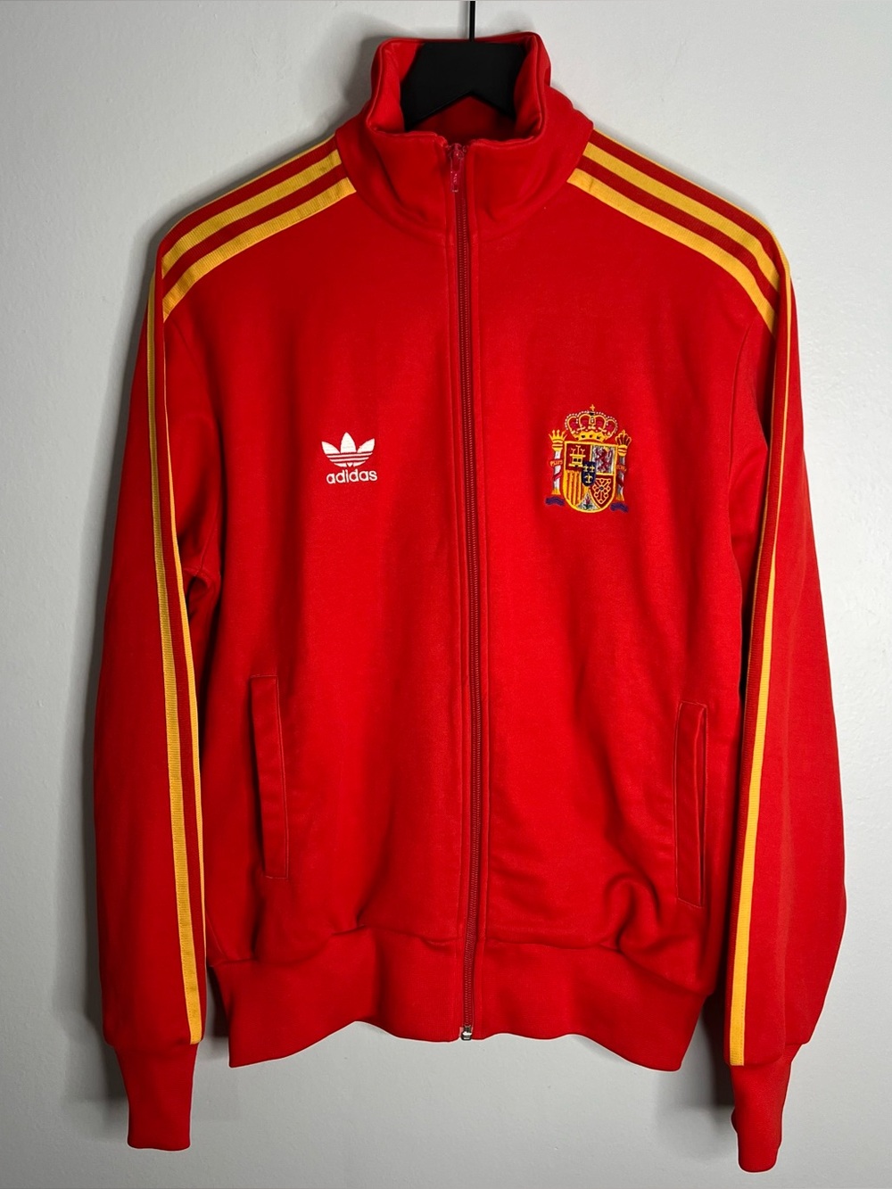 Vintage Adidas Trefoil Spain Track Jacket Mens Medium Red Football Soccer